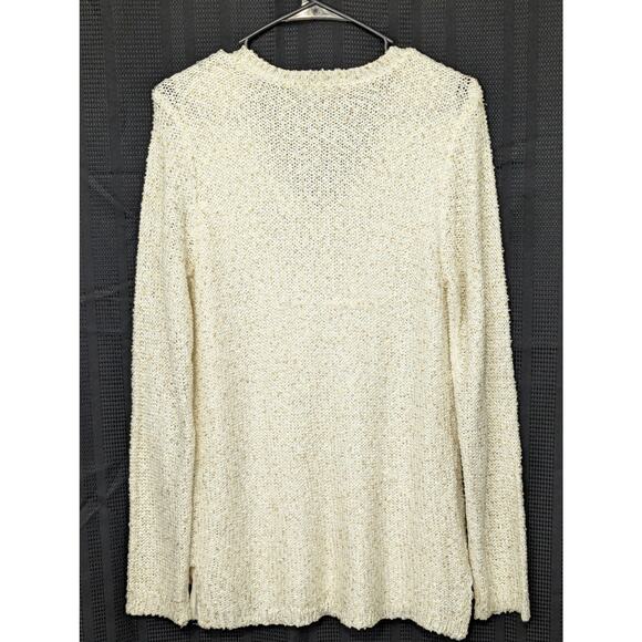 APT. 9! CREAM W/GOLD MINI SEQUINS DROP TAIL "BLOUSE" SWEATER! SZ M - Picture 7 of 8